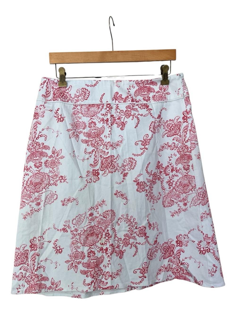 White & Red Floral A-Line Skirt by Current sz12